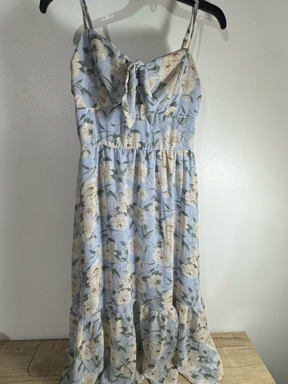 As U Wish Light Blue Floral Tie-Front Sundress size M